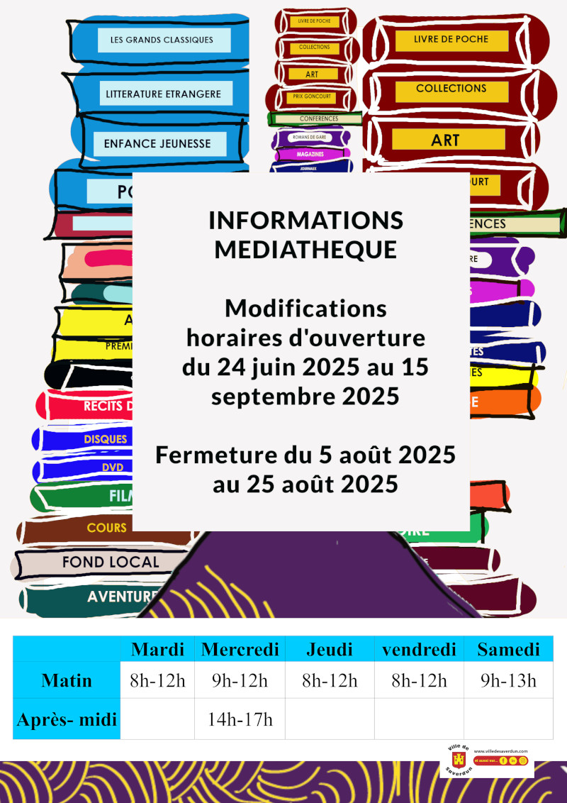 horaires dété de la médiathèque